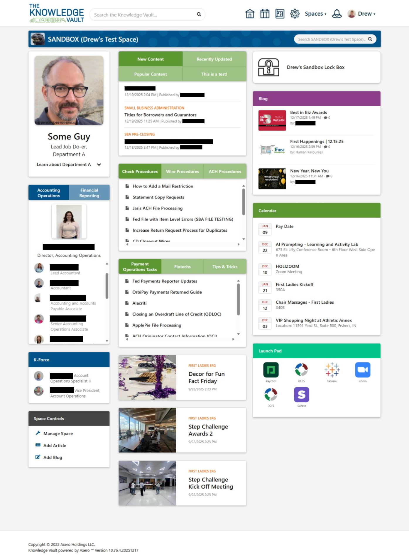Axero's builder showcase displaying Drew's custom widget.