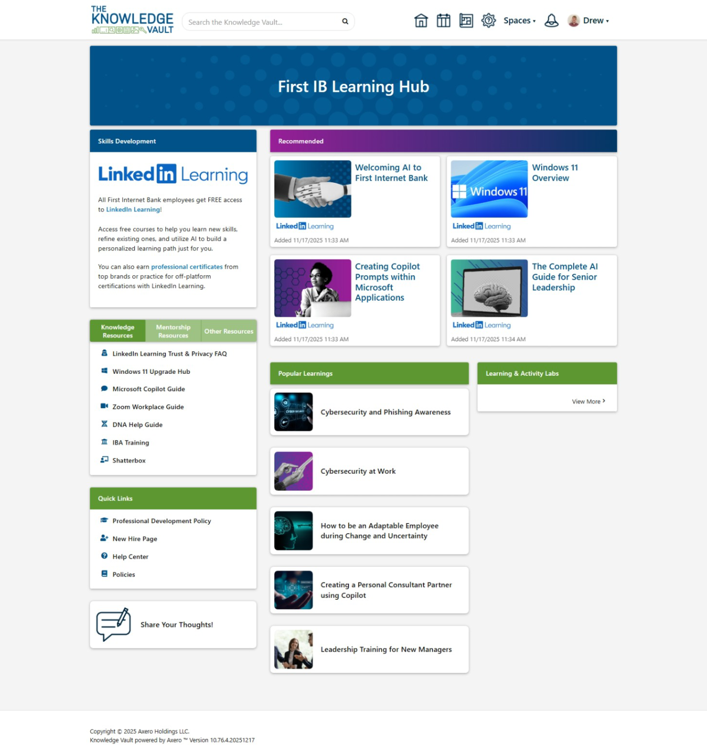 Knowledge Vault new home page