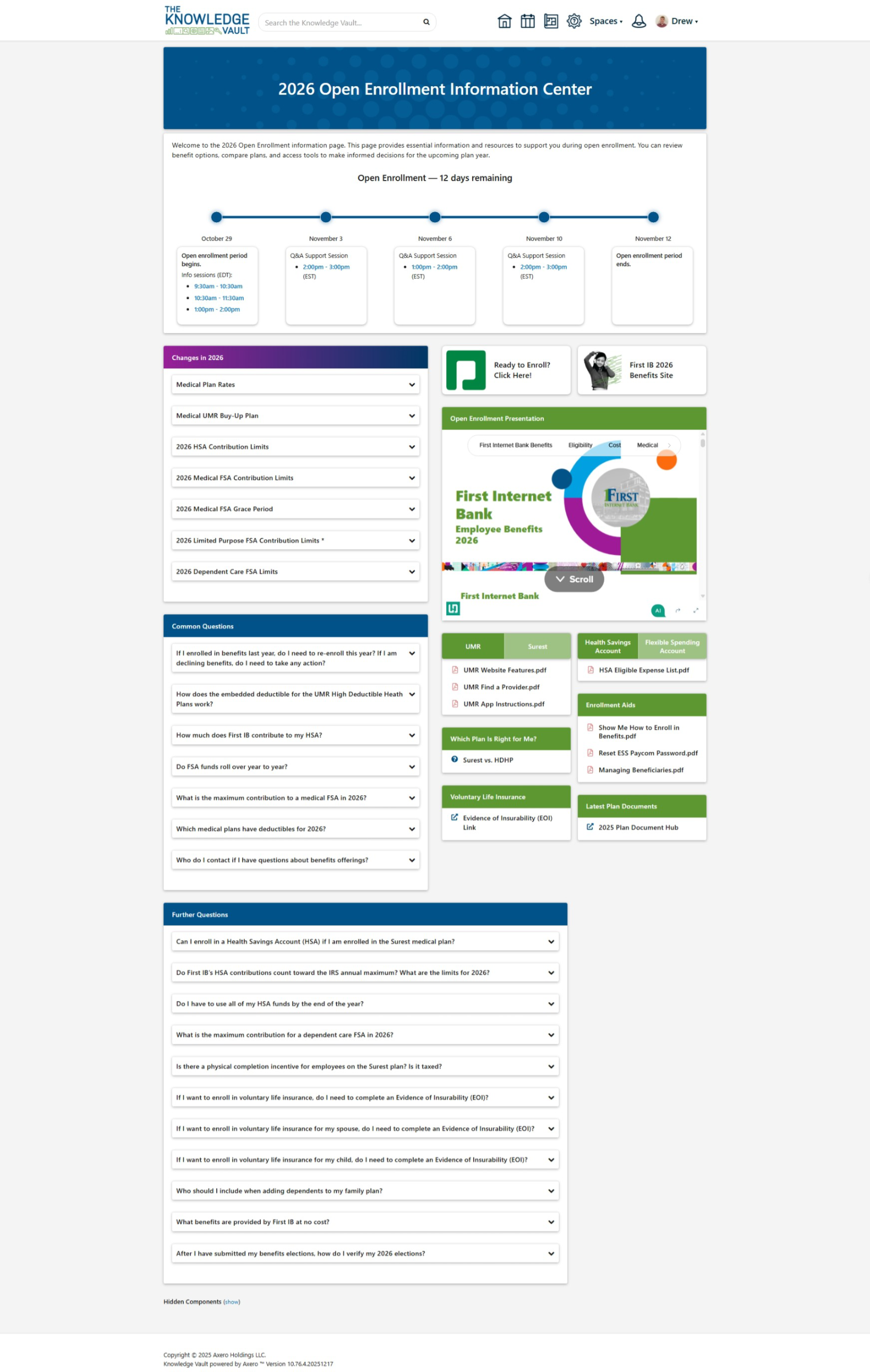 Axero's builder showcase displaying Drew's custom widget.