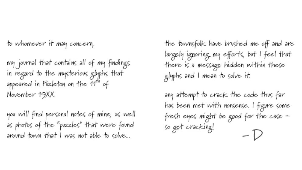 Spread one — the letter